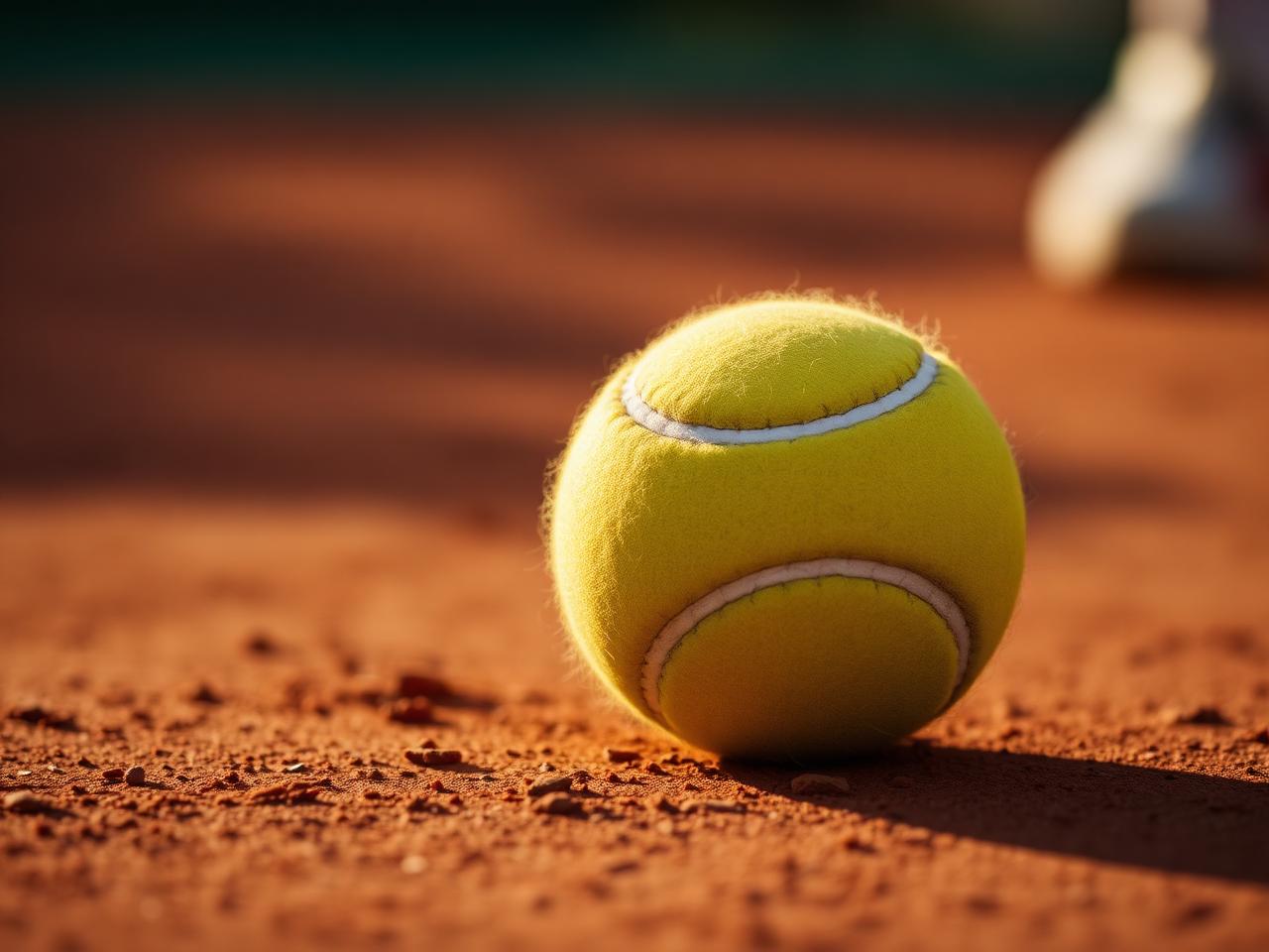 Tennis ball on clay